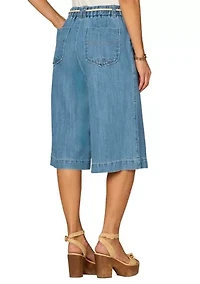 Women's Skyrise Relaxed Bermuda Pants with Tie Belt