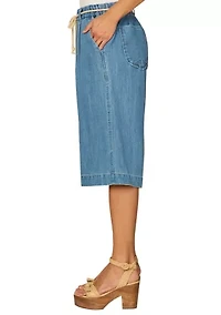 Women's Skyrise Relaxed Bermuda Pants with Tie Belt