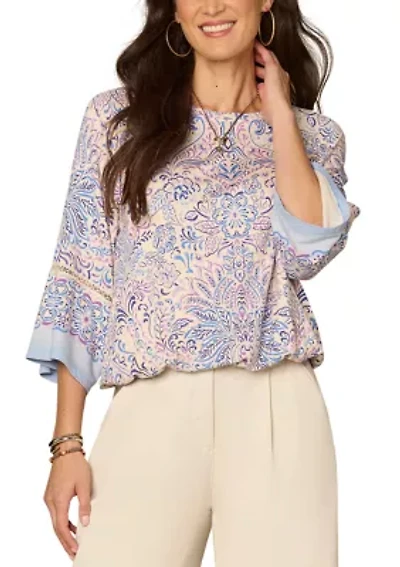 Women's Three-Quarter Sleeve Boat Neck Top