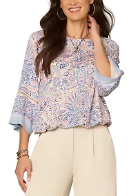 Women's Three-Quarter Sleeve Boat Neck Top