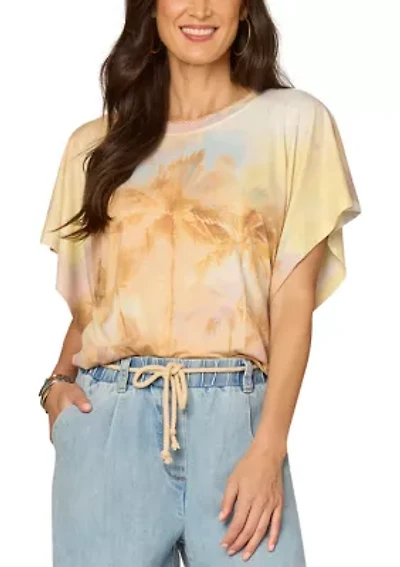 Women's Short Dolman Sleeve Printed Top