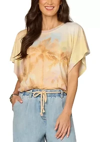 Women's Short Dolman Sleeve Printed Top
