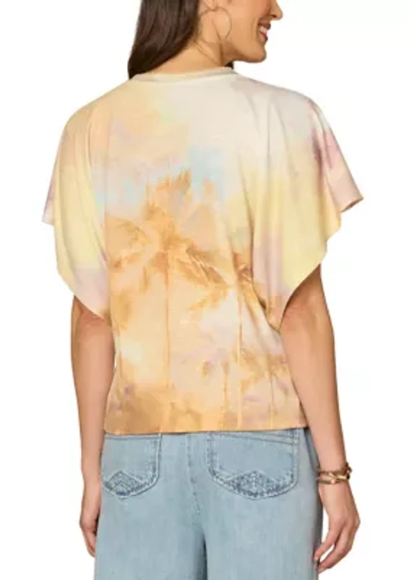 Women's Short Dolman Sleeve Printed Top