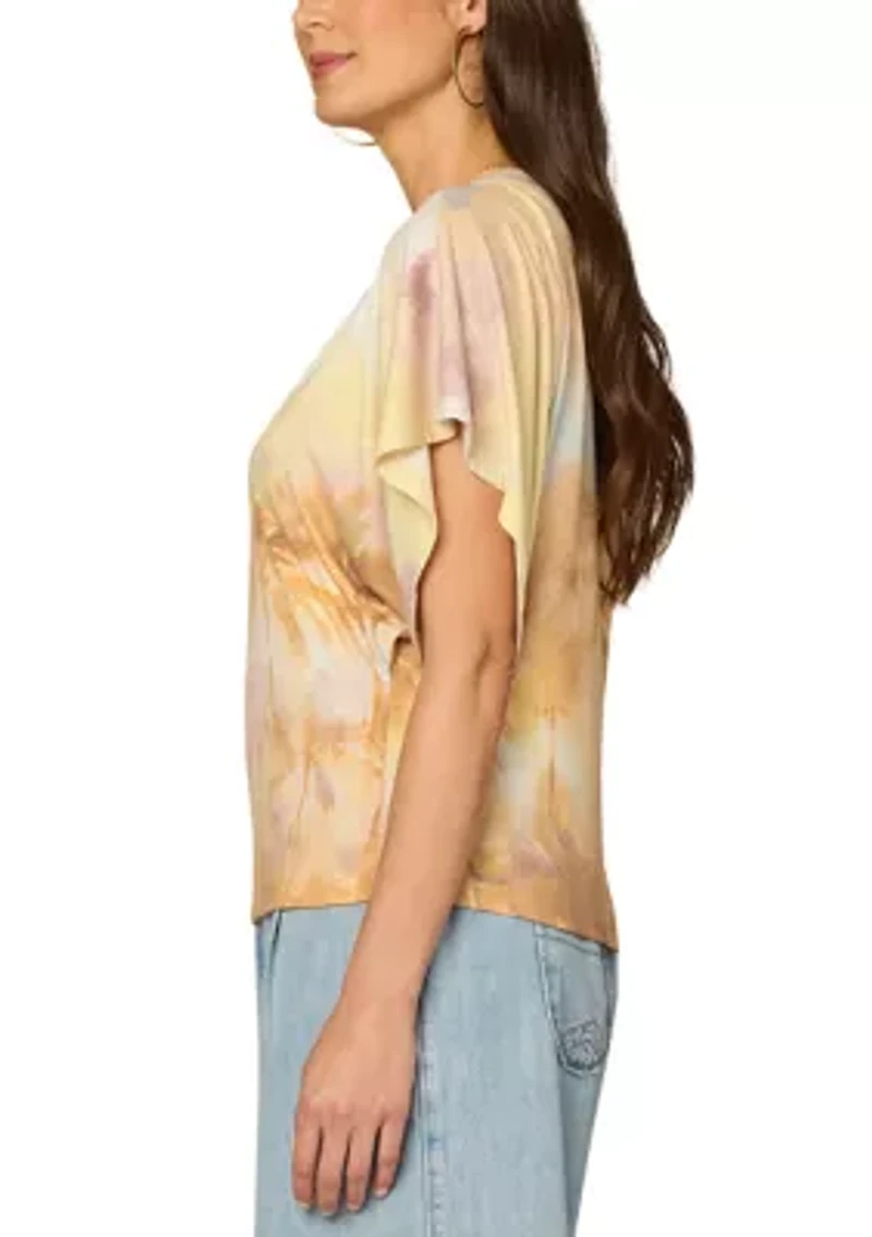 Women's Short Dolman Sleeve Printed Top