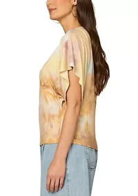 Women's Short Dolman Sleeve Printed Top