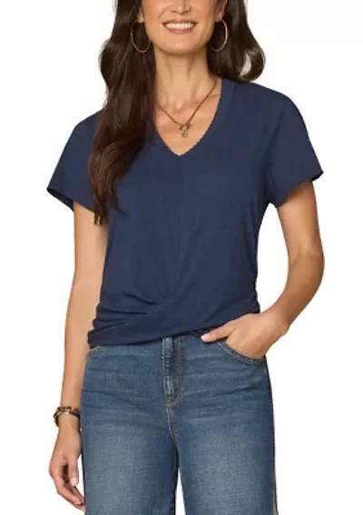Women's Short Sleeve Twist Hem Top