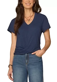 Women's Short Sleeve Twist Hem Top
