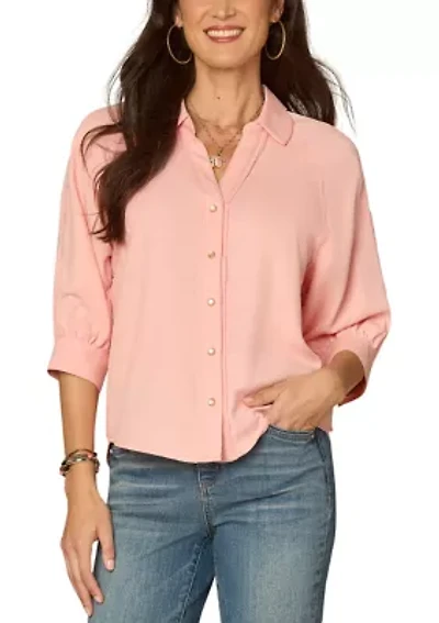 Women's Snap Button Scallop Edge Top