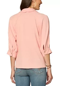 Women's Snap Button Scallop Edge Top
