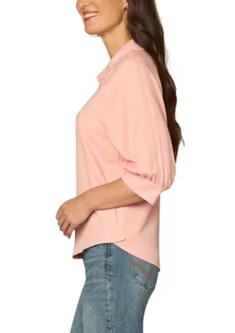 Women's Snap Button Scallop Edge Top