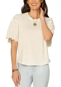 Women's Embroidered Short Sleeve Top