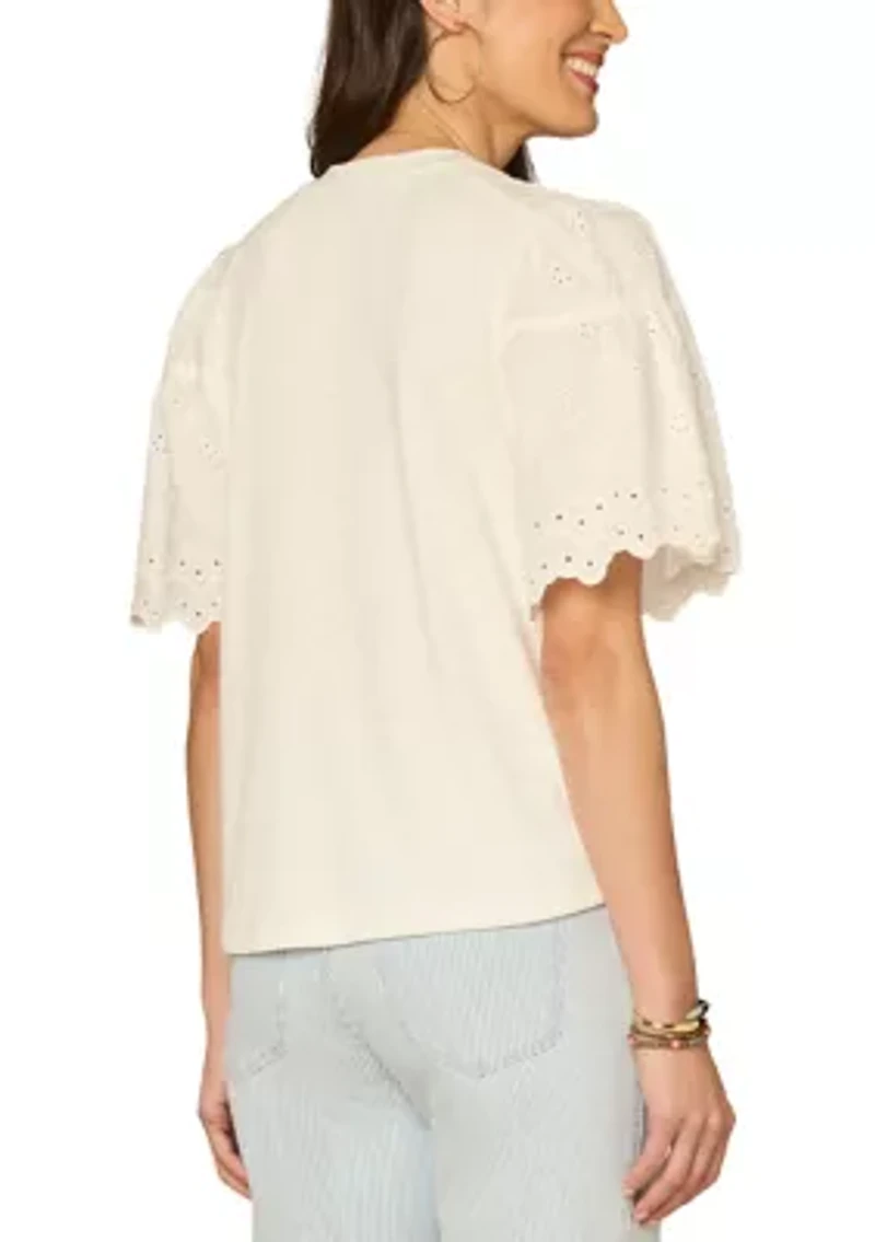 Women's Embroidered Short Sleeve Top