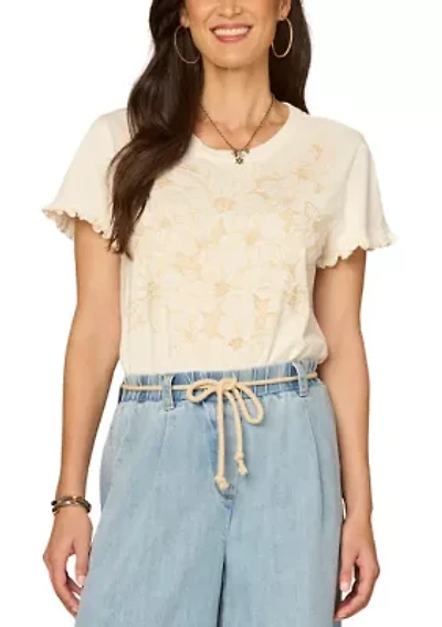 Women's Short Flutter Sleeve Flowy Top