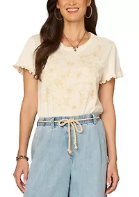 Women's Short Flutter Sleeve Flowy Top