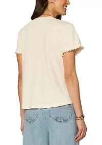 Women's Short Flutter Sleeve Flowy Top