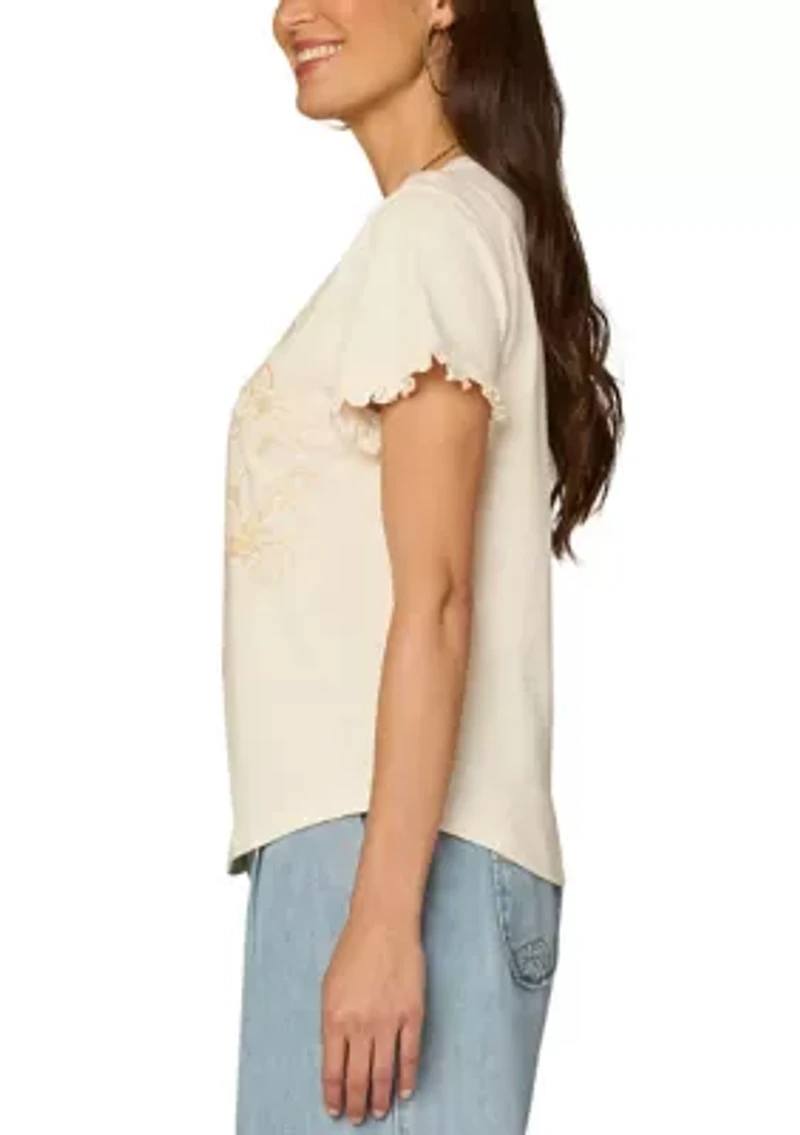 Women's Short Flutter Sleeve Flowy Top
