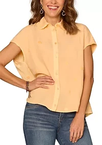 Women's Ruffle Collar Button Down Shirt