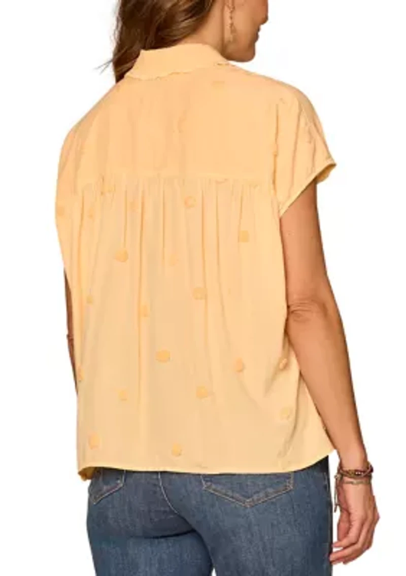 Women's Ruffle Collar Button Down Shirt