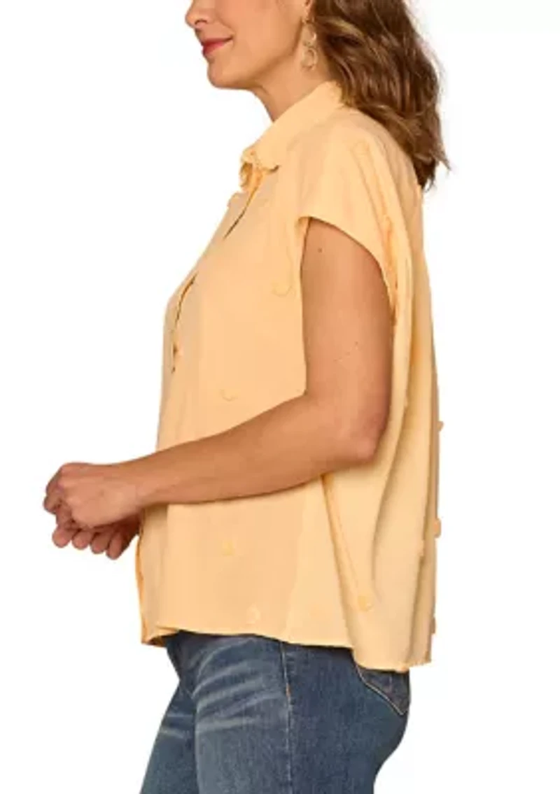Women's Ruffle Collar Button Down Shirt
