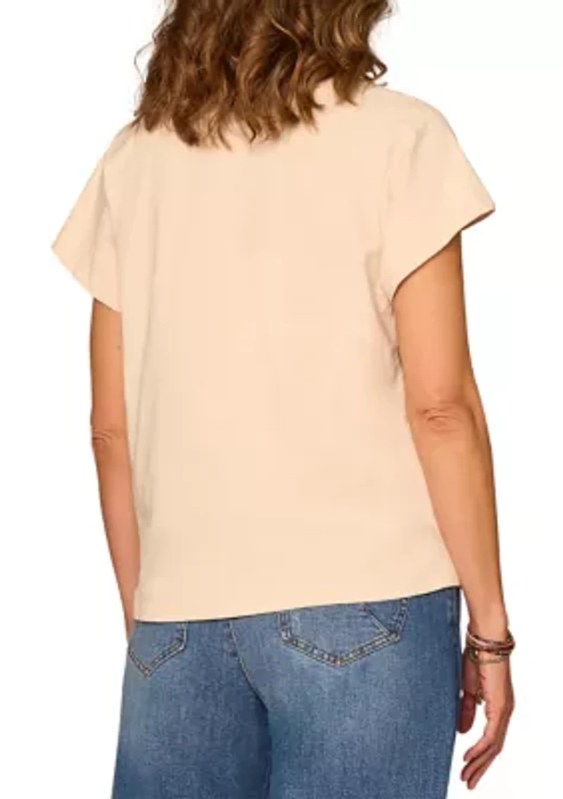 Women's Embroidered Palm Scoop Neck T-Shirt