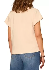 Women's Embroidered Palm Scoop Neck T-Shirt