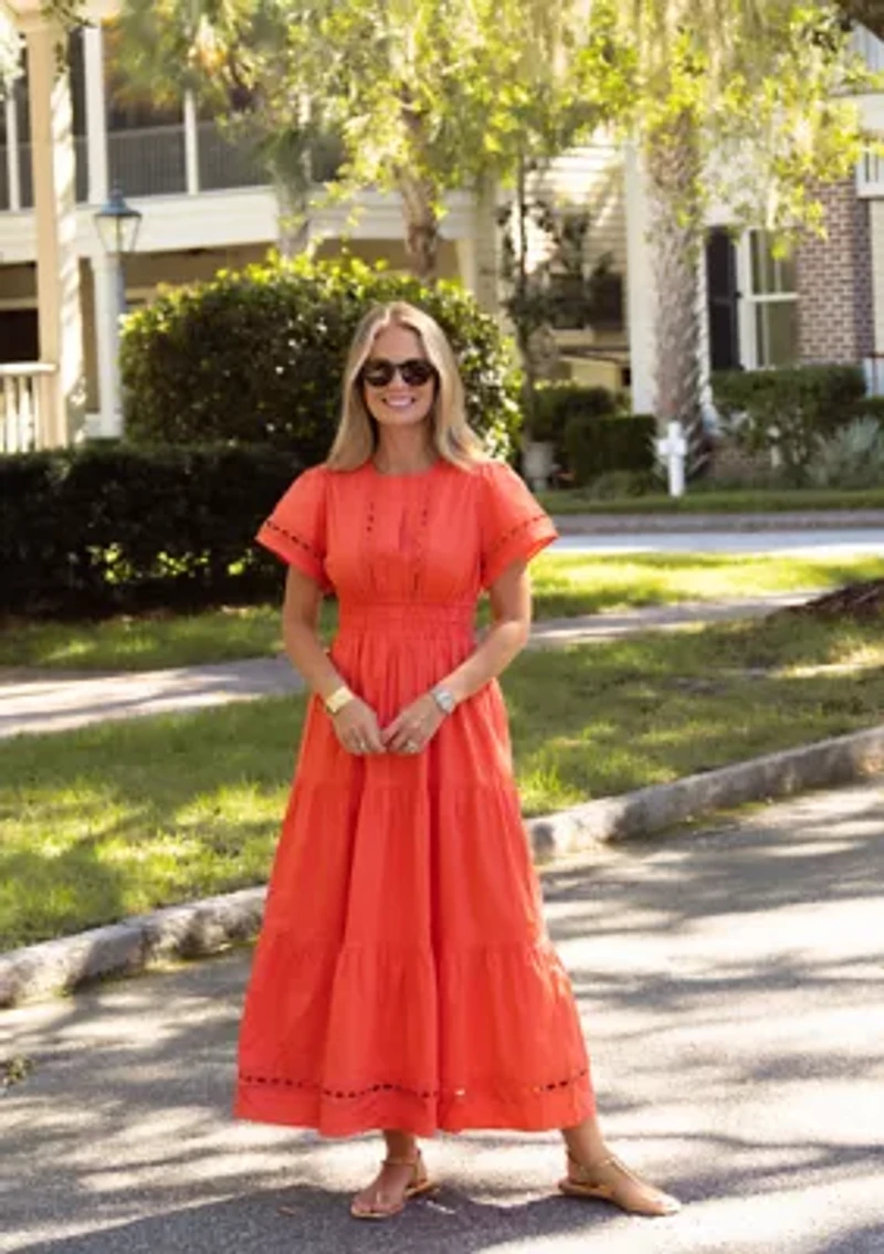 Women's Smocked Waist Inset Midi Dress