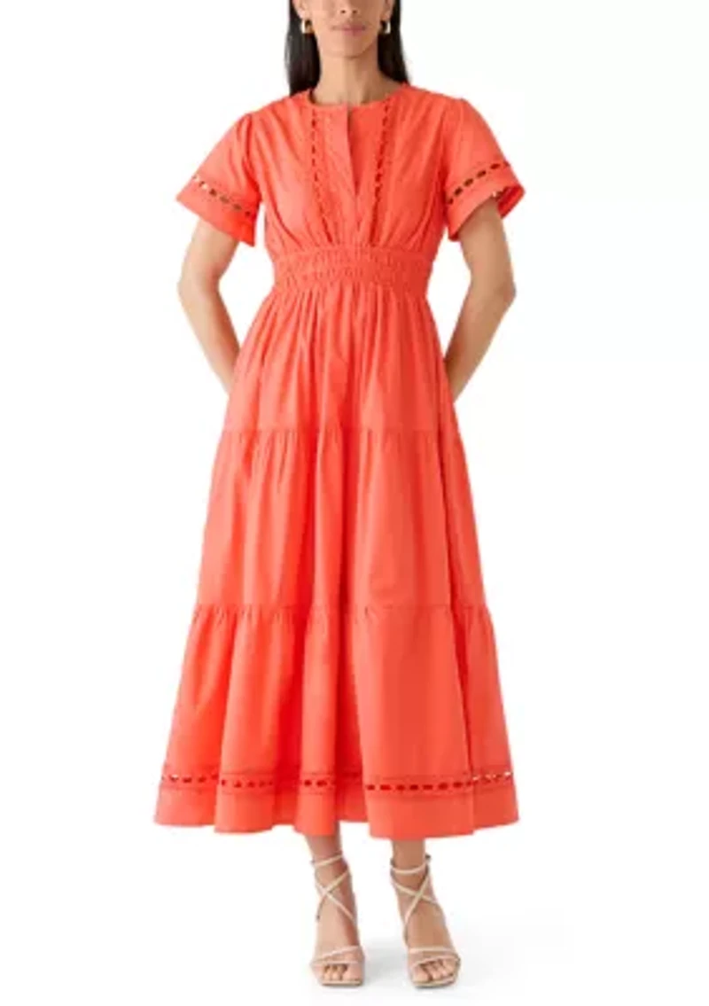 Women's Smocked Waist Inset Midi Dress