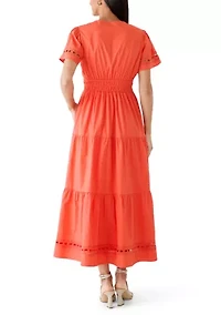Women's Smocked Waist Inset Midi Dress
