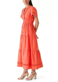Women's Smocked Waist Inset Midi Dress