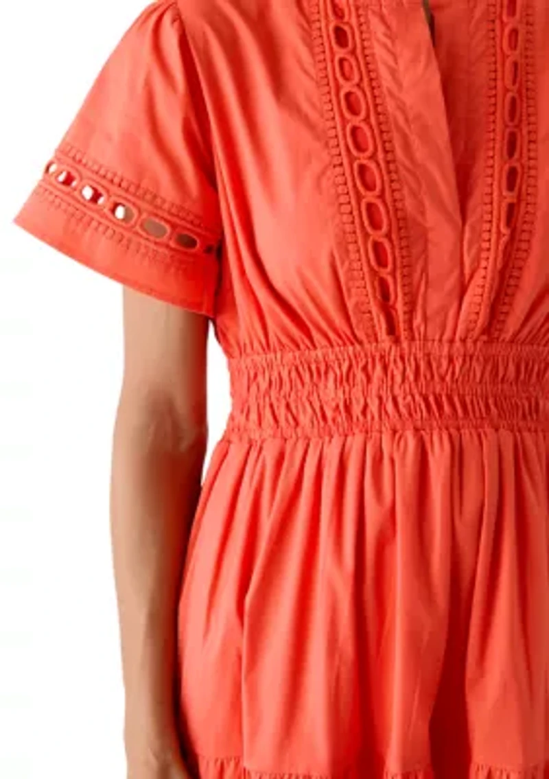 Women's Smocked Waist Inset Midi Dress