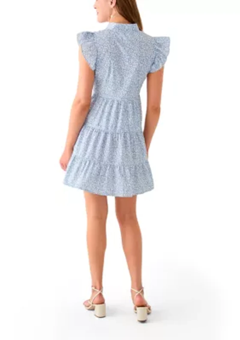 Women's Flutter Sleeve Tiered Dress