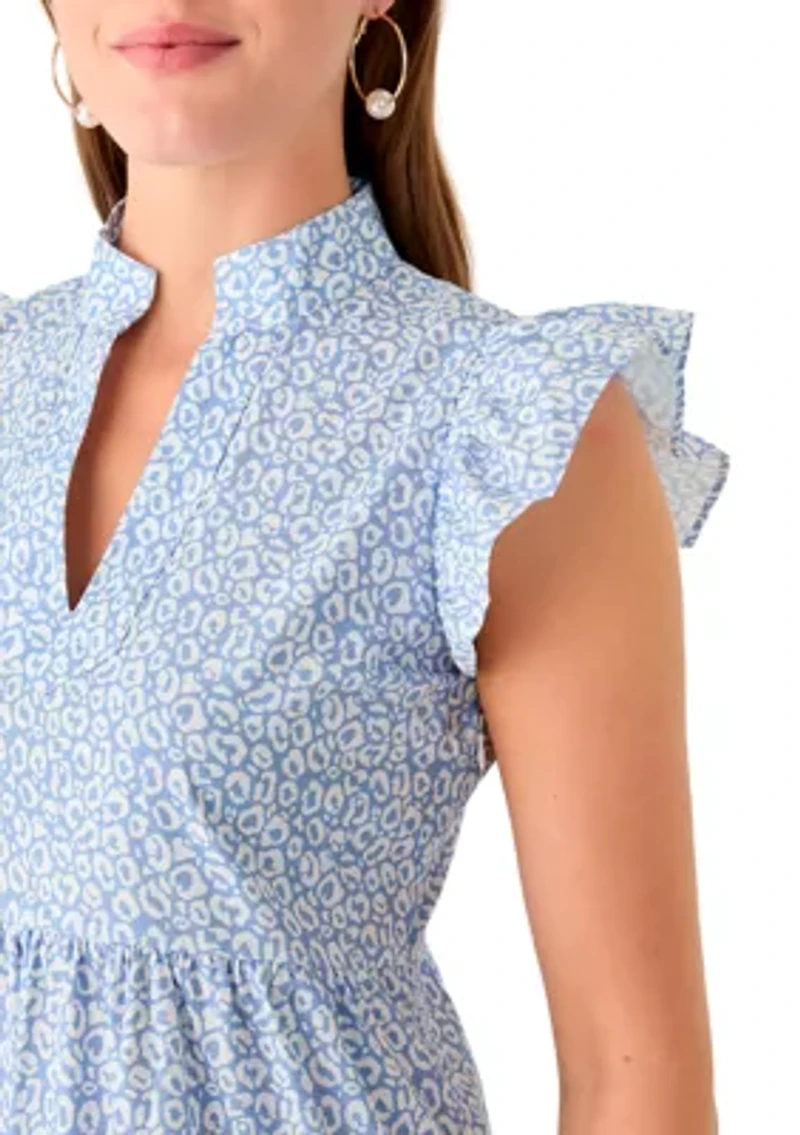Women's Flutter Sleeve Tiered Dress