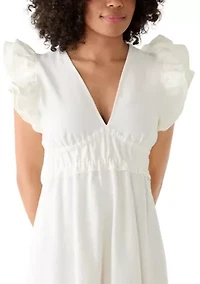 Women's Flutter Sleeve V-Neck Maxi Dress