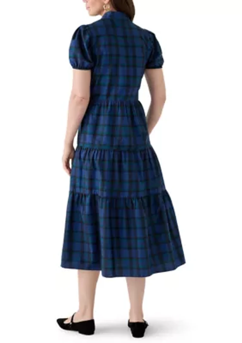 Women's Button Front Shirt Midi Dress