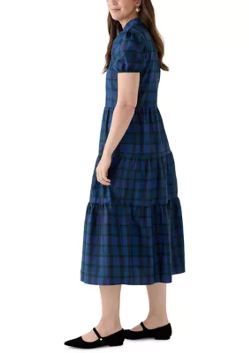Women's Button Front Shirt Midi Dress