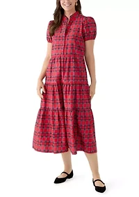 Women's Button Front Shirt Midi Dress