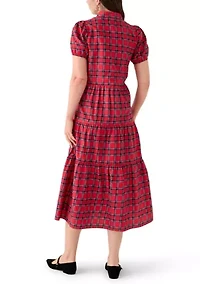 Women's Button Front Shirt Midi Dress