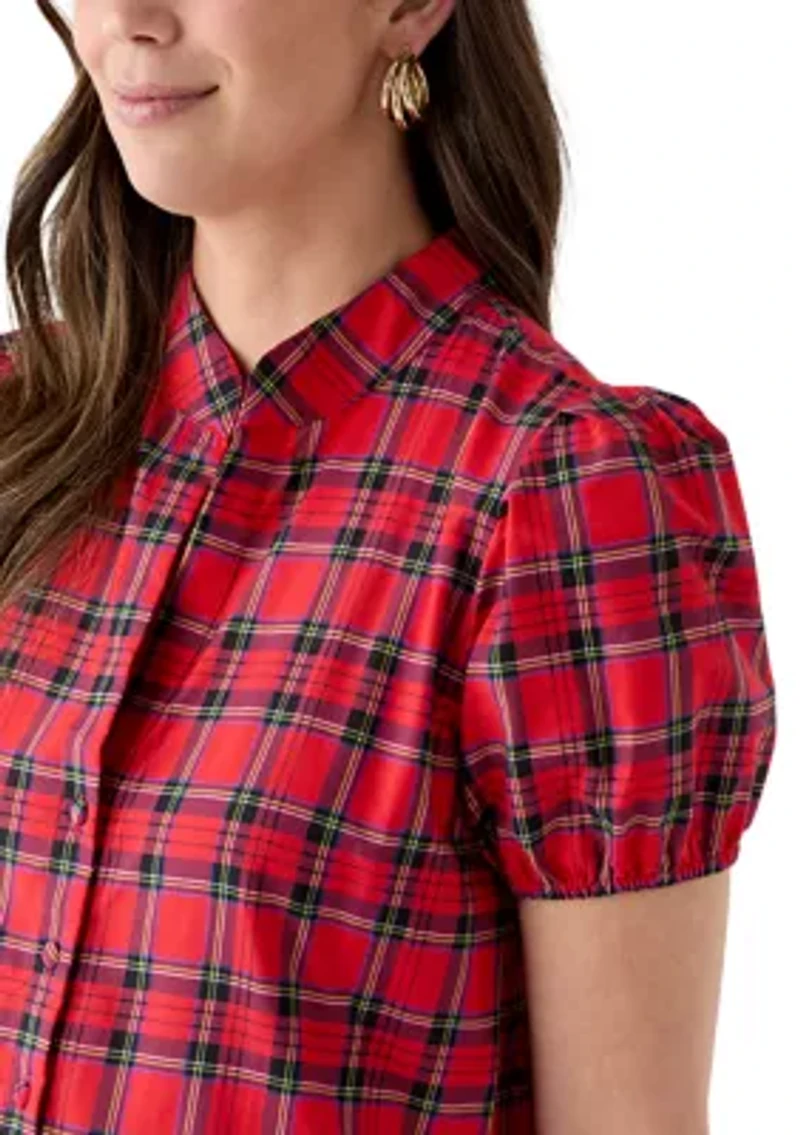 Women's Button Front Shirt Midi Dress