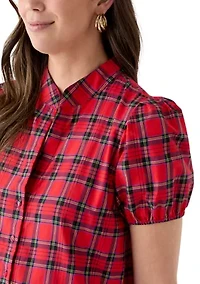 Women's Button Front Shirt Midi Dress