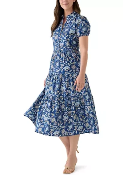 Women's Button Front Midi Shirt Dress