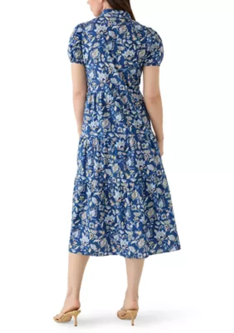 Women's Button Front Midi Shirt Dress