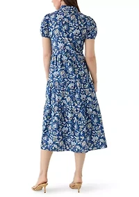 Women's Button Front Midi Shirt Dress