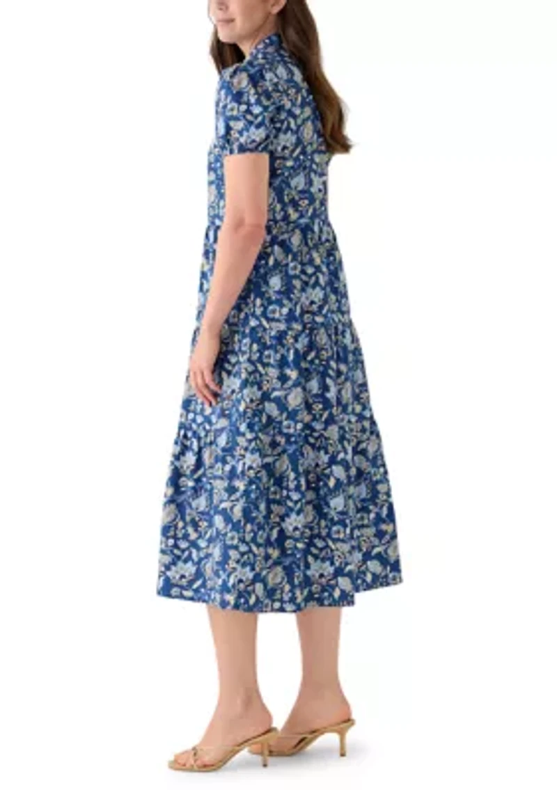 Women's Button Front Midi Shirt Dress