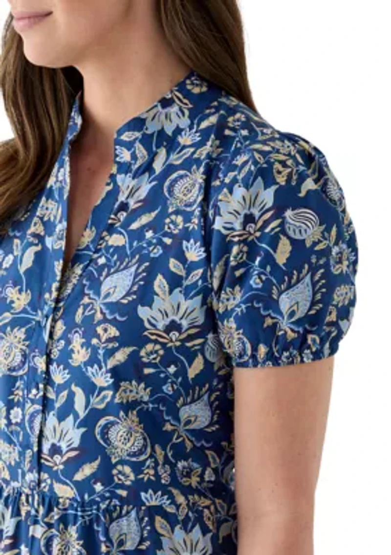 Women's Button Front Midi Shirt Dress