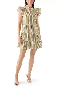 Women's Flutter Sleeve Tiered Dress