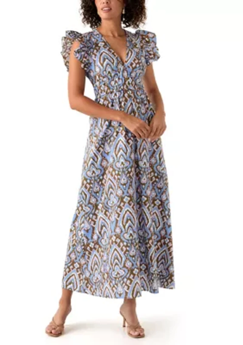 Women's Printed Smock Midi Dress