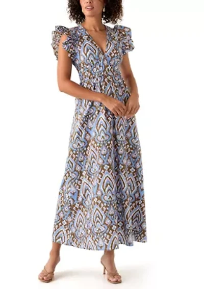 Women's Printed Smock Midi Dress