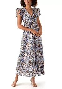 Women's Printed Smock Midi Dress