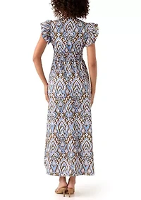 Women's Printed Smock Midi Dress