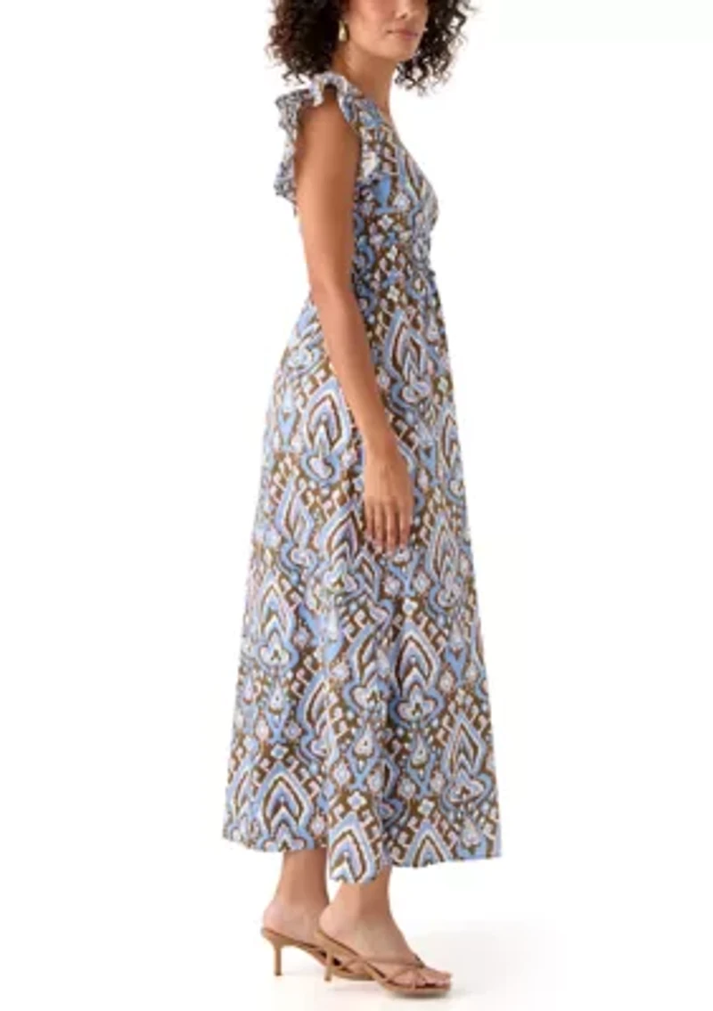 Women's Printed Smock Midi Dress